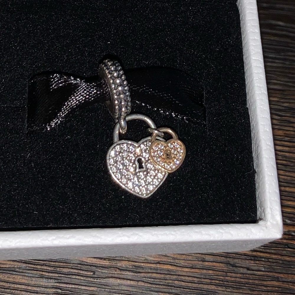 Pavé Heart Padlocks Dangle Charm